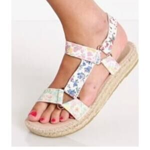 Love Shack Fancy Manebi Floral Open Toe Summer Sandal Size 38  Size 8 US